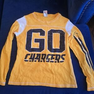Yellow 'Go Chargers' Womens Long Sleeve Shirt